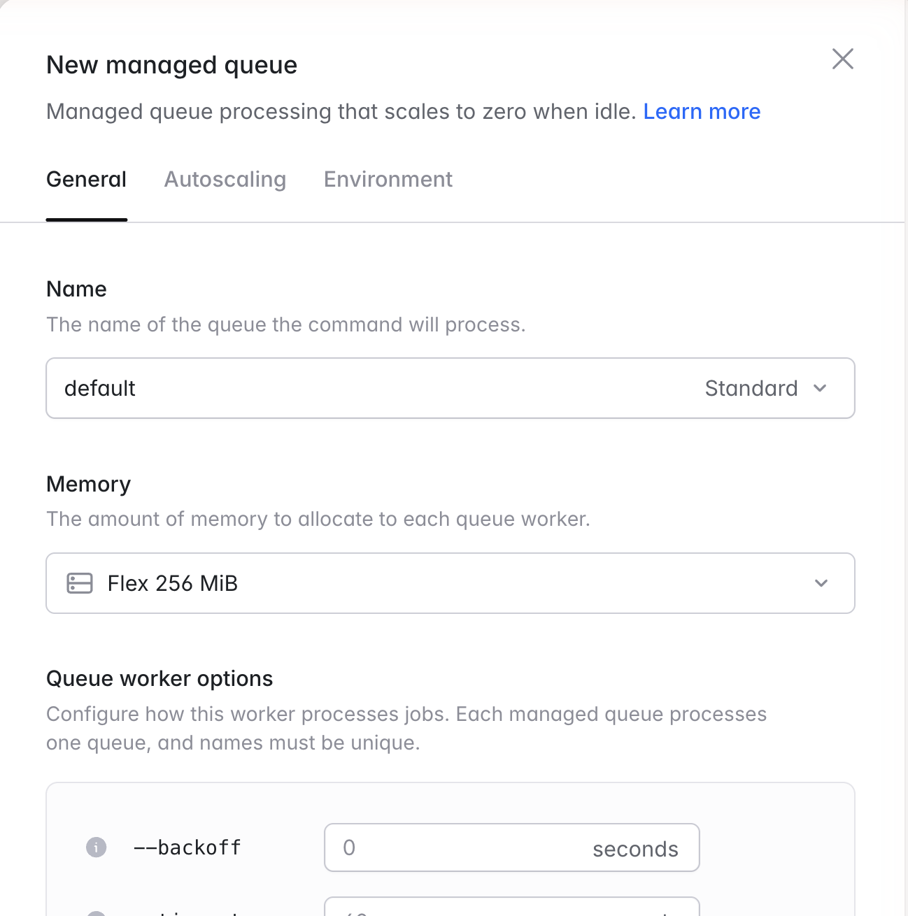 Creating a managed queue