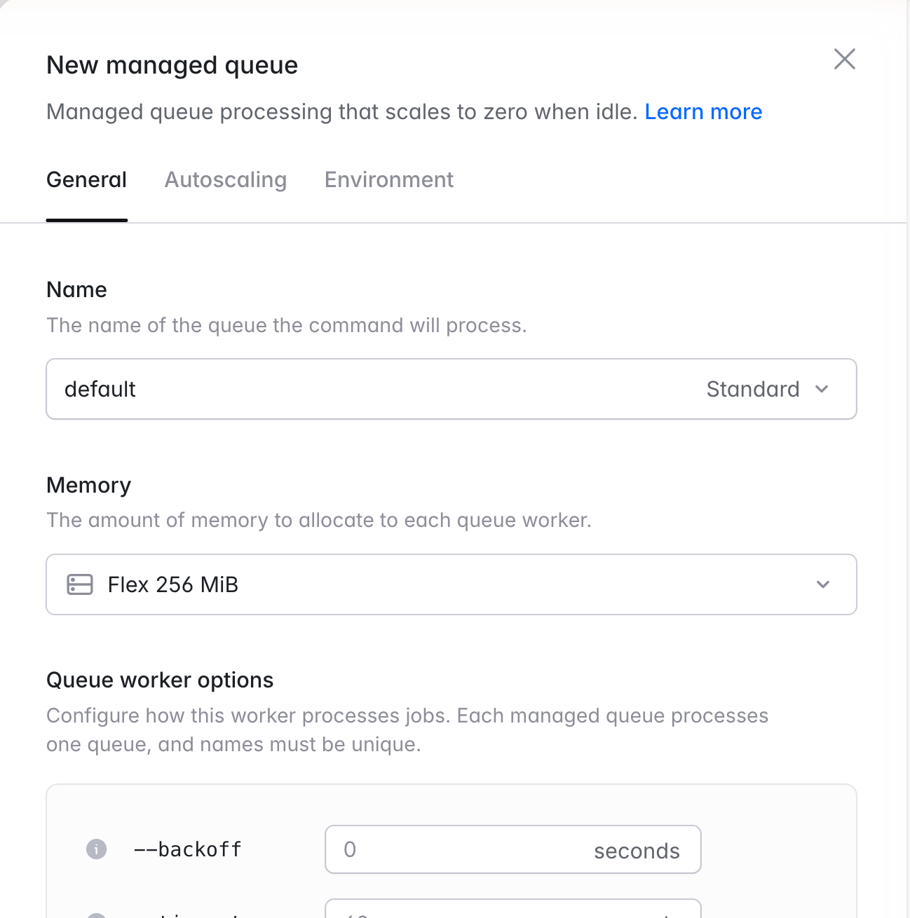 Creating a managed queue