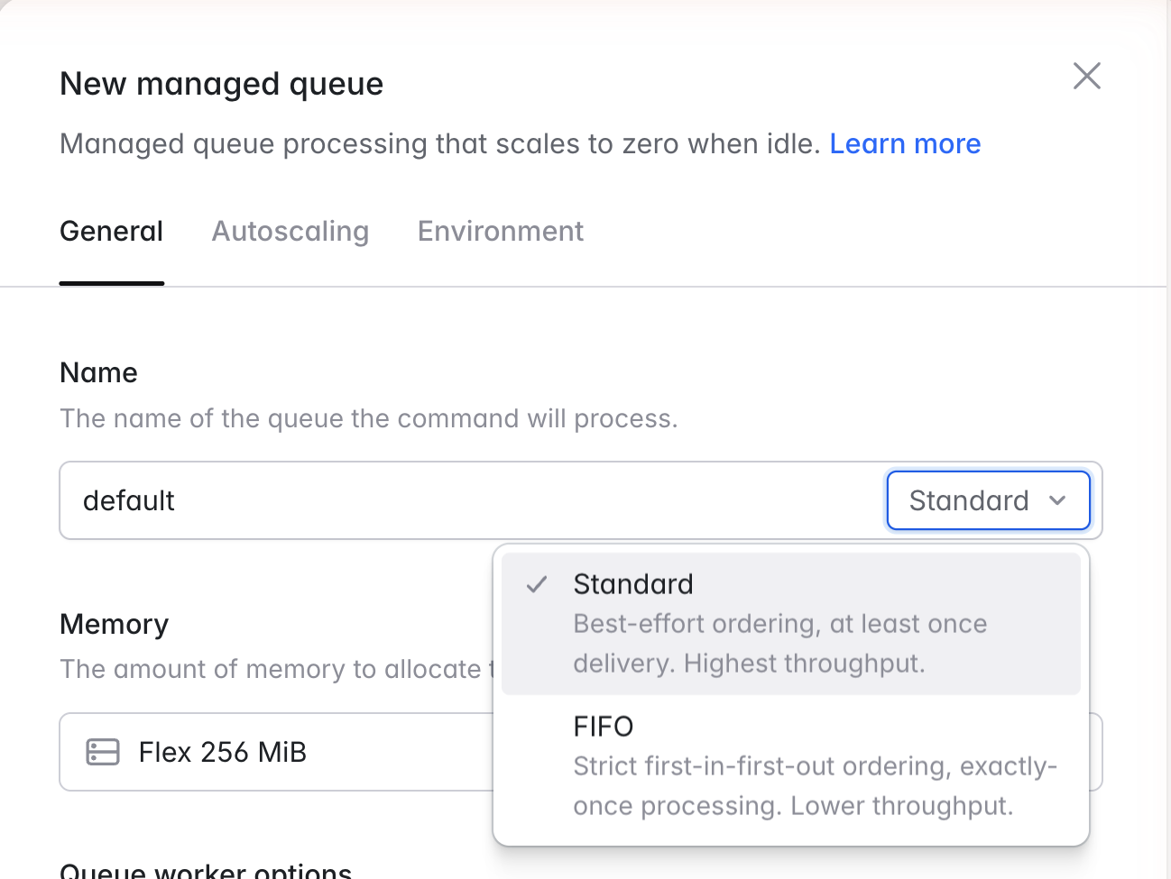 Choosing between a standard and FIFO queue
