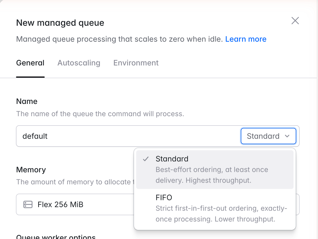 Choosing between a standard and FIFO queue