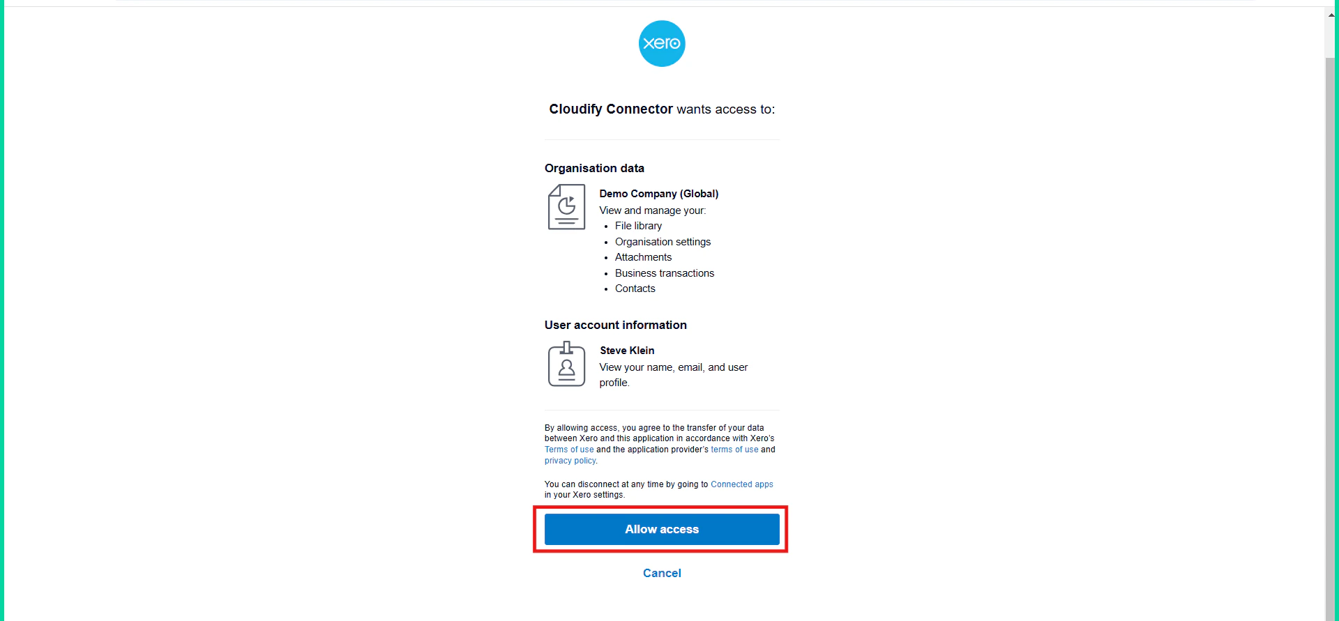 Main dashboard interface