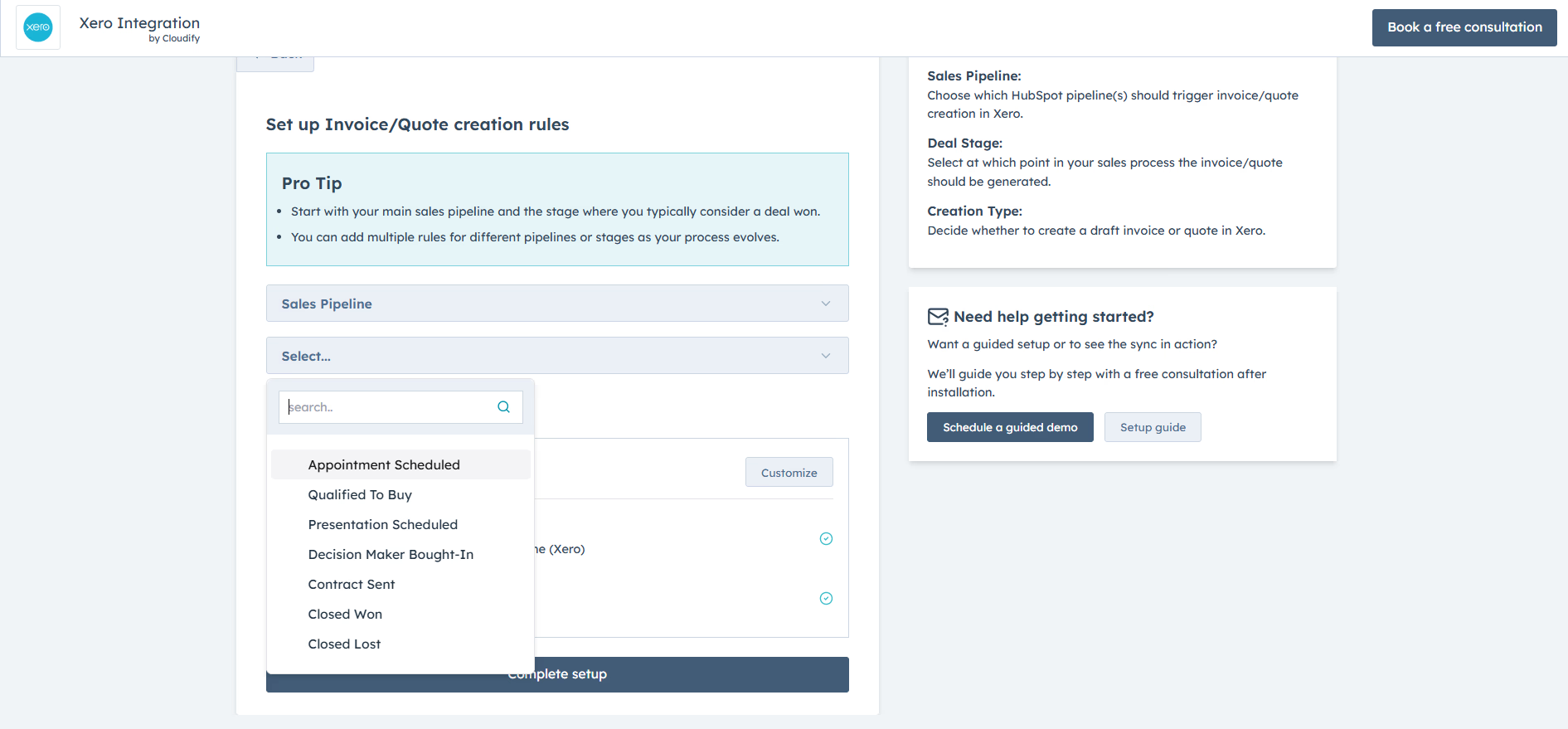 Main dashboard interface