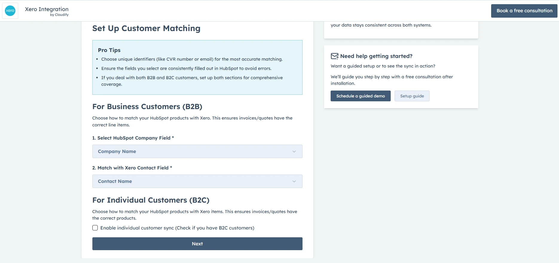 Main dashboard interface
