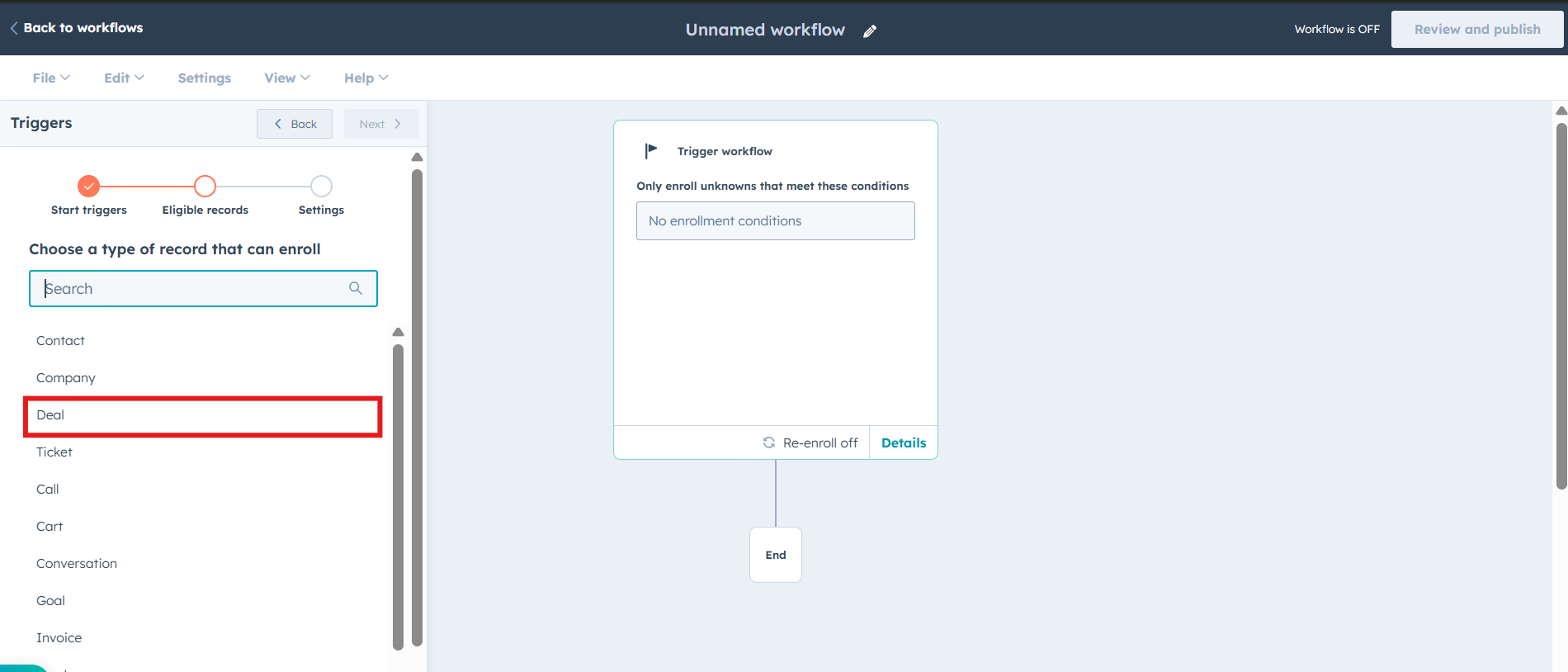 Main dashboard interface