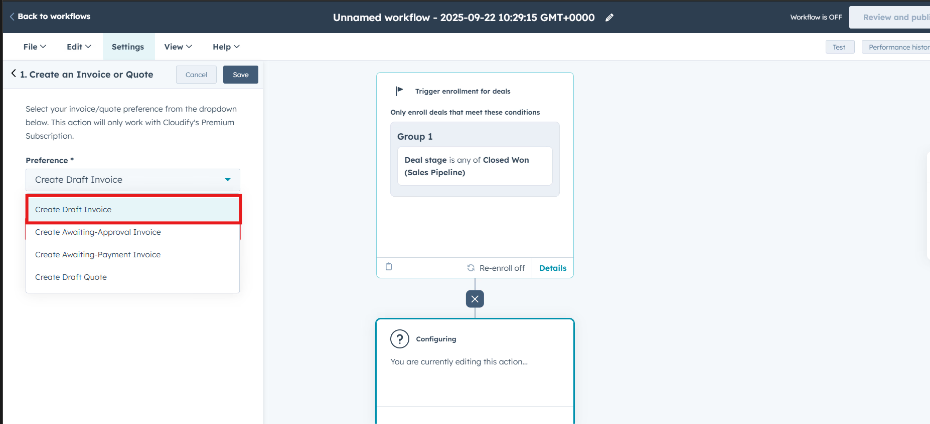 Main dashboard interface