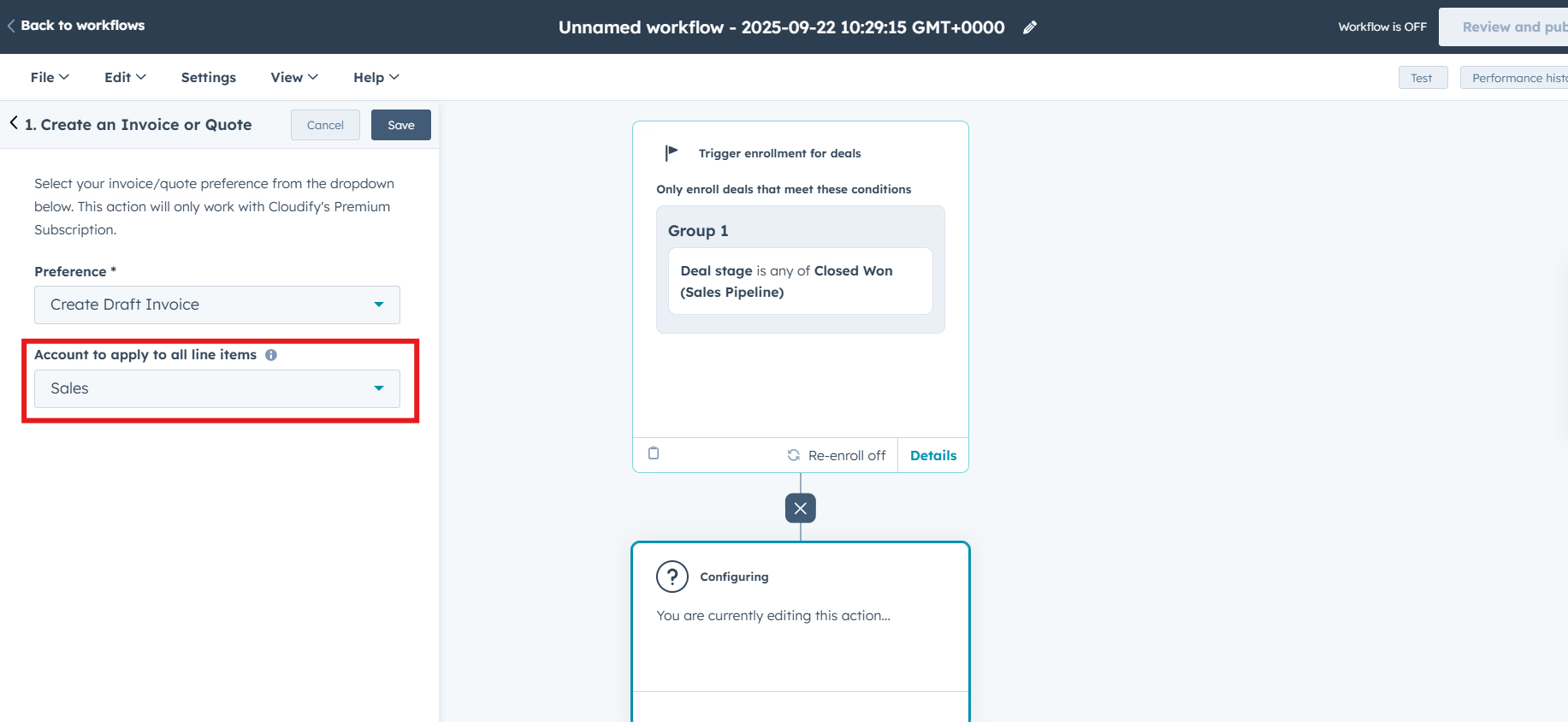 Main dashboard interface