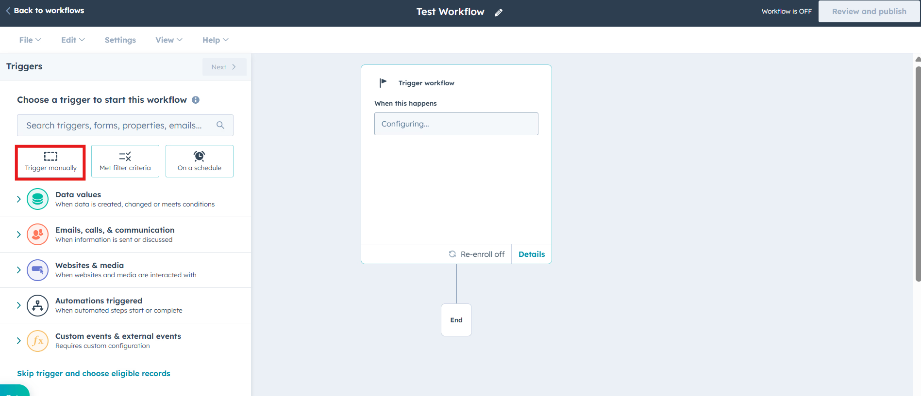 Main dashboard interface