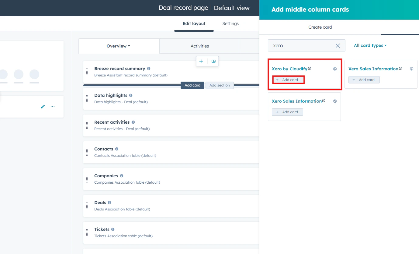 Search for Visma e-conomic by Cloudify in the Card Library and click Add card