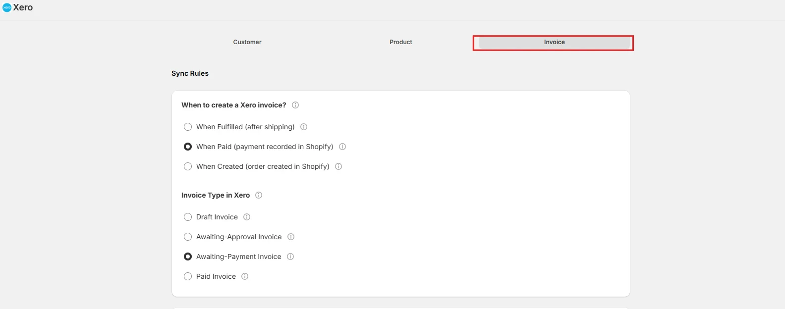 When to Create Invoice Setting