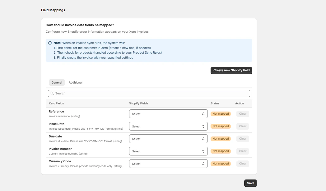 Invoice Field Mapping