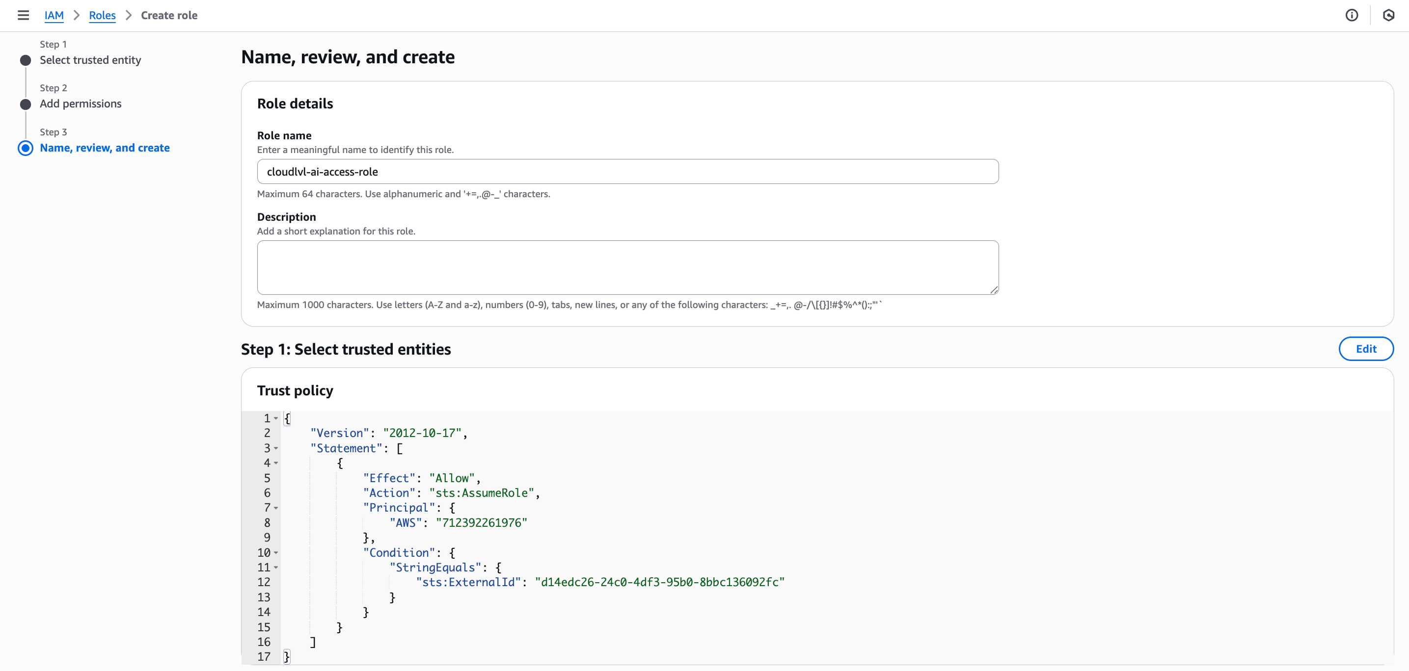 aws console role creation