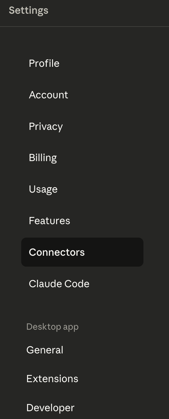 Claude Settings page