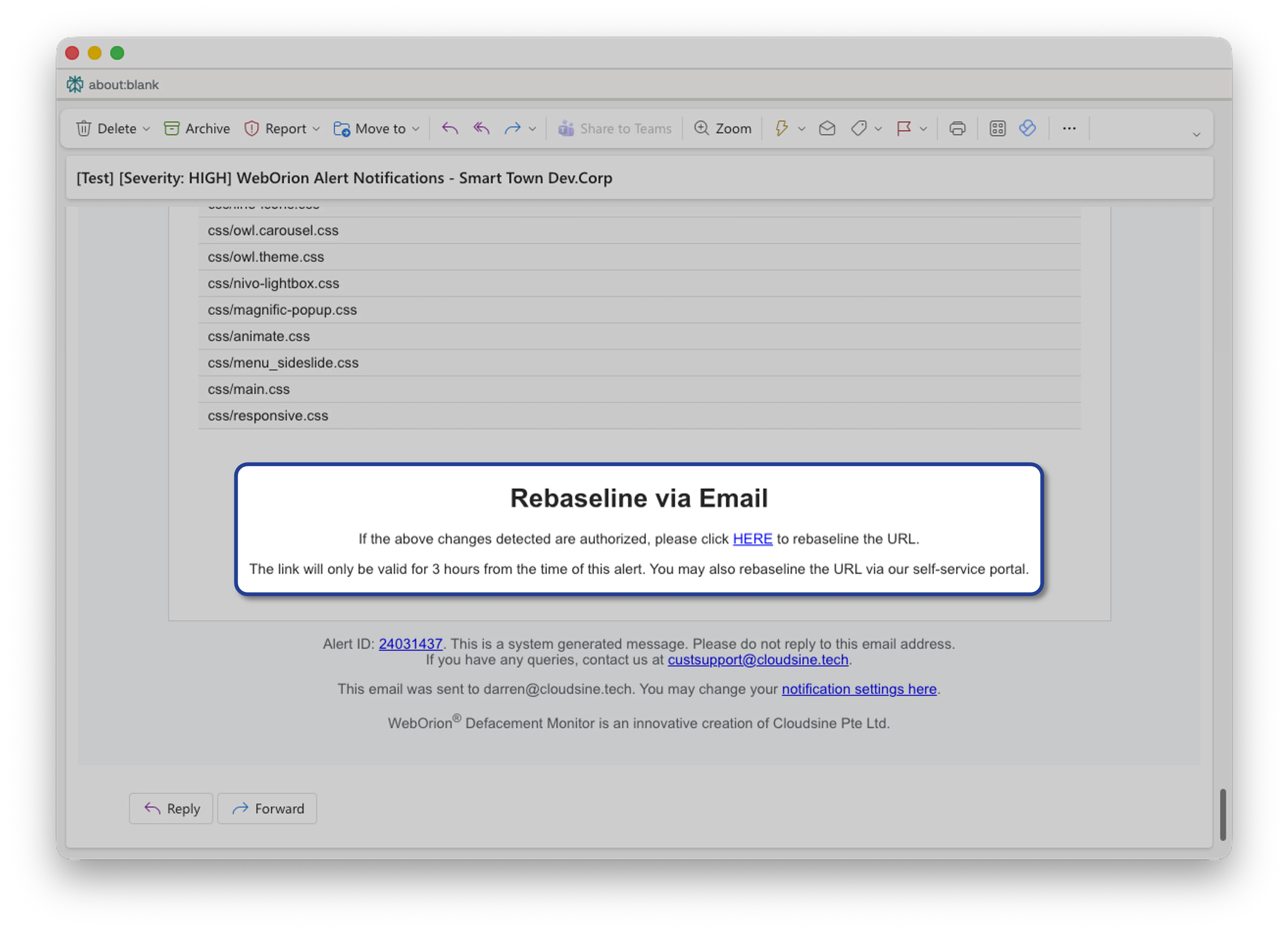 Rebaseline Email Alert 1