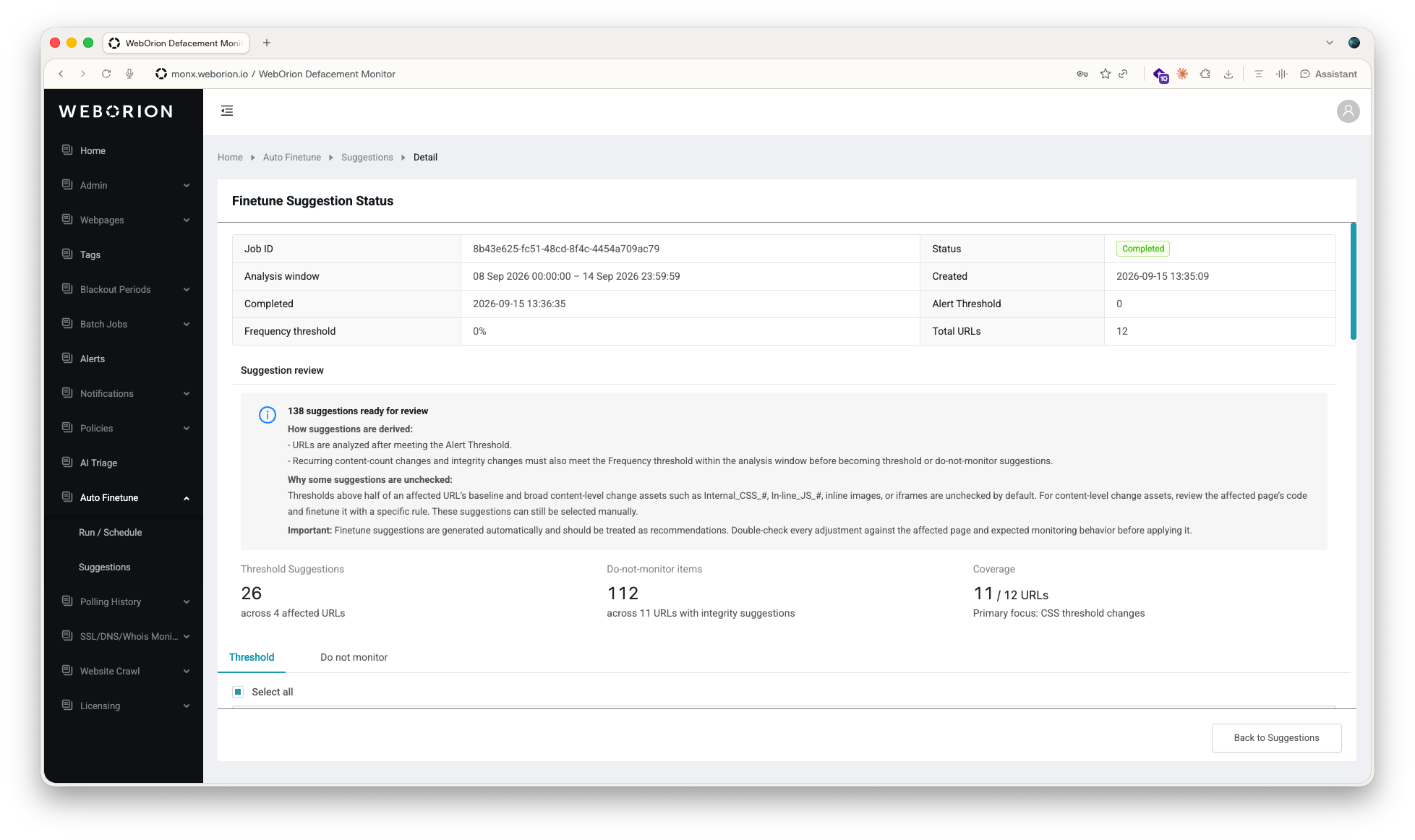 Auto Finetune Dashboard