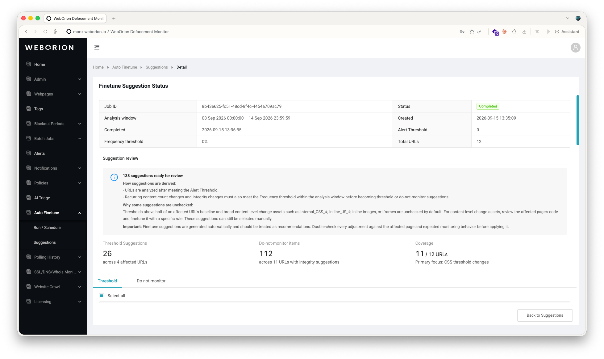 Auto Finetune Dashboard