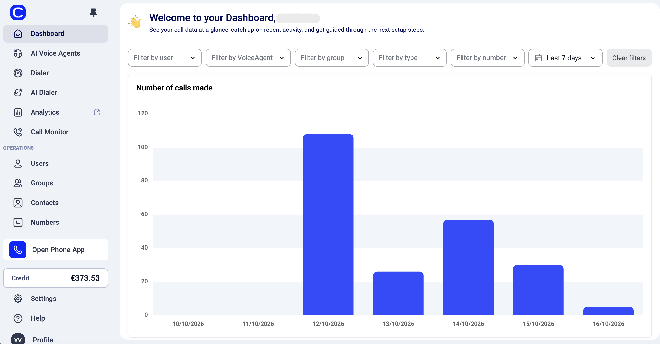 The new CloudTalk Dashboard menu on the left