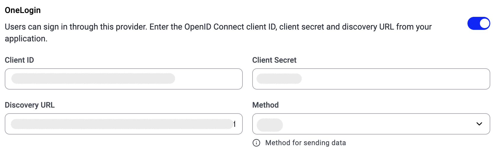 OneLogin SSO enabled in Single Sign On settings