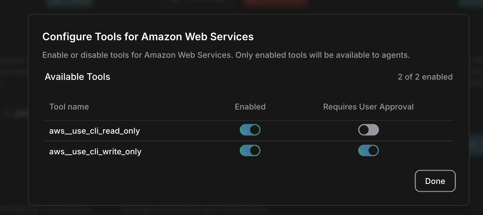 Tool Settings Configuration