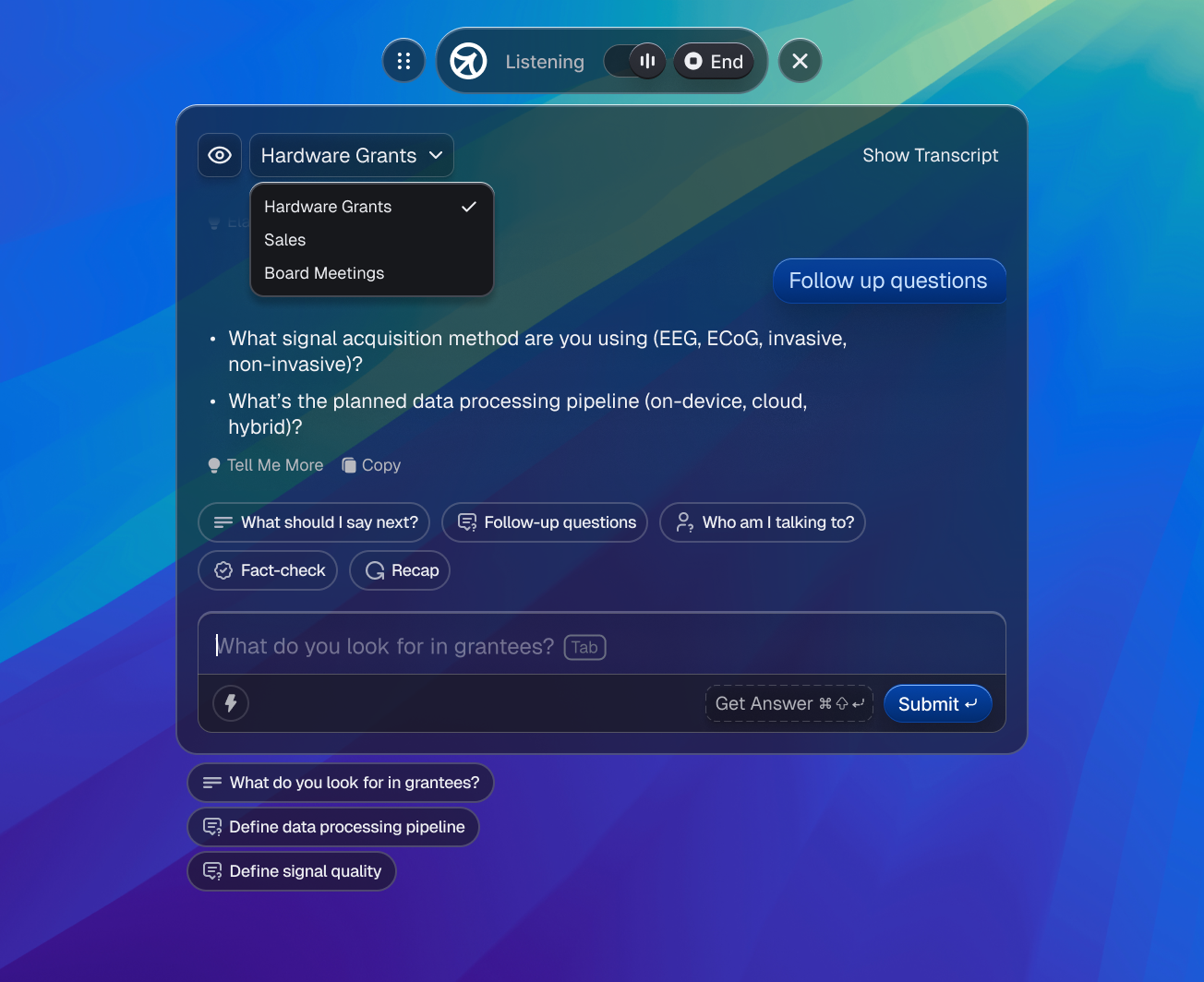 Live Actions Card Pn