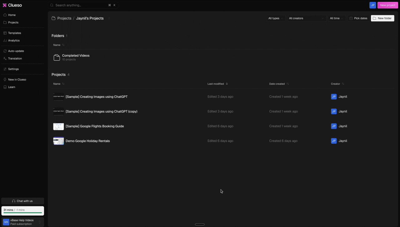 Copy Project Workspace