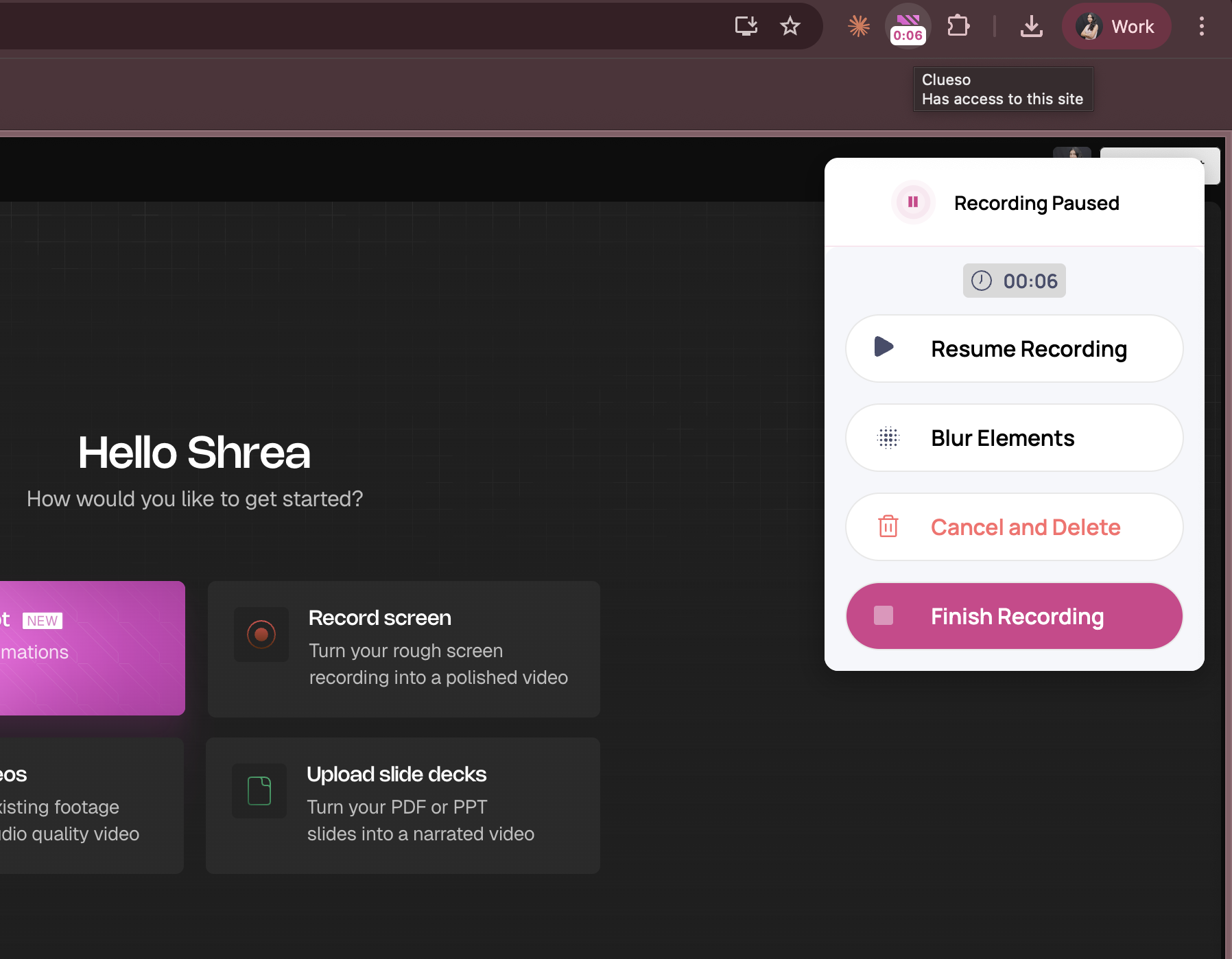 Record screen - Clueso Docs