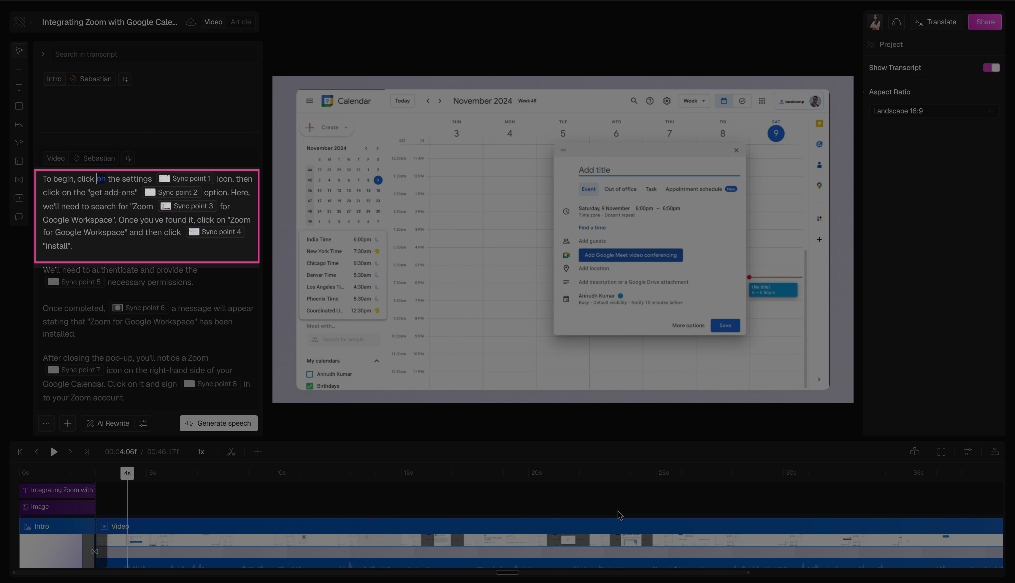 Edit a Sync Point - Clueso Docs