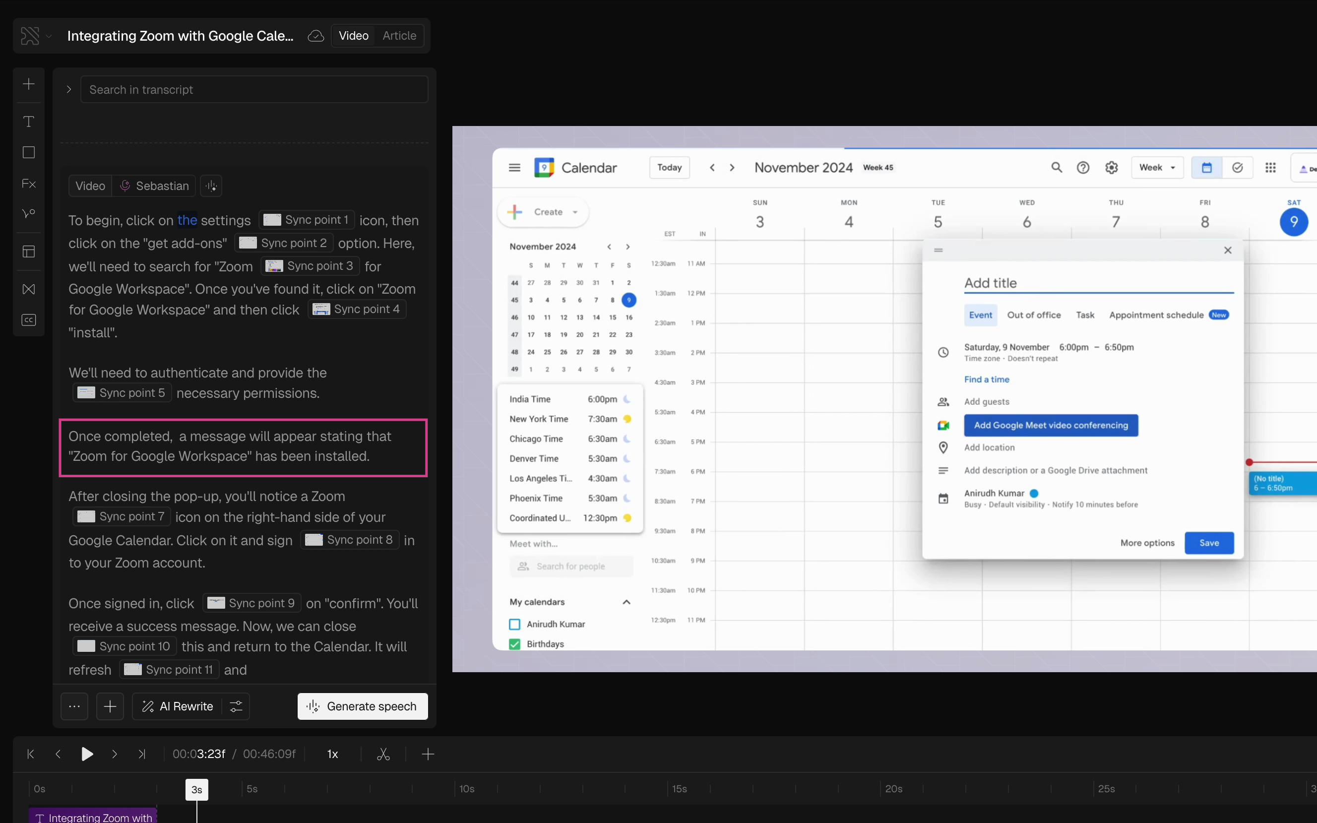 Add a Sync Point - Clueso Docs