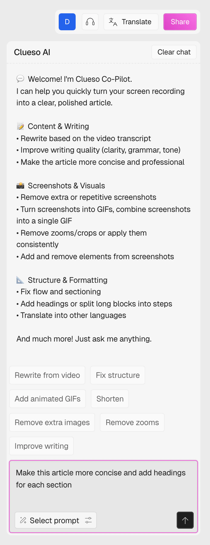 Sending a custom prompt