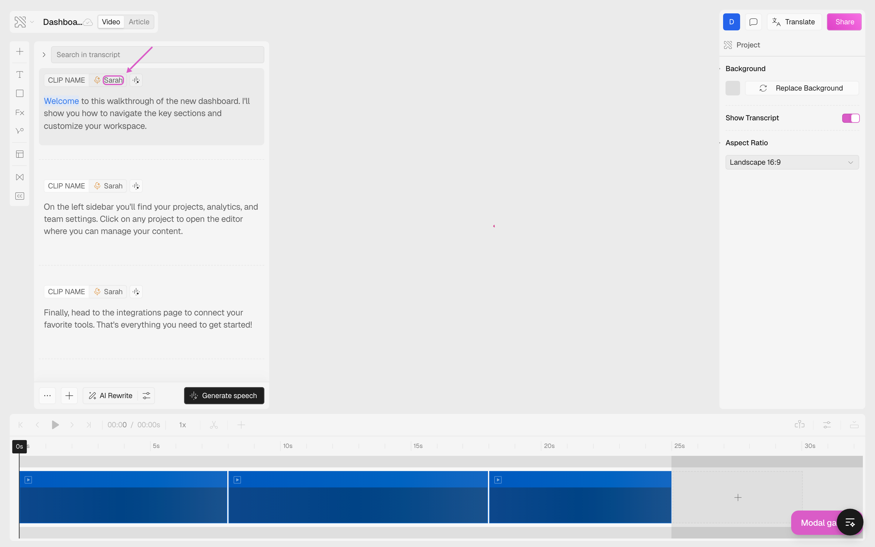 Use original audio - Clueso Docs