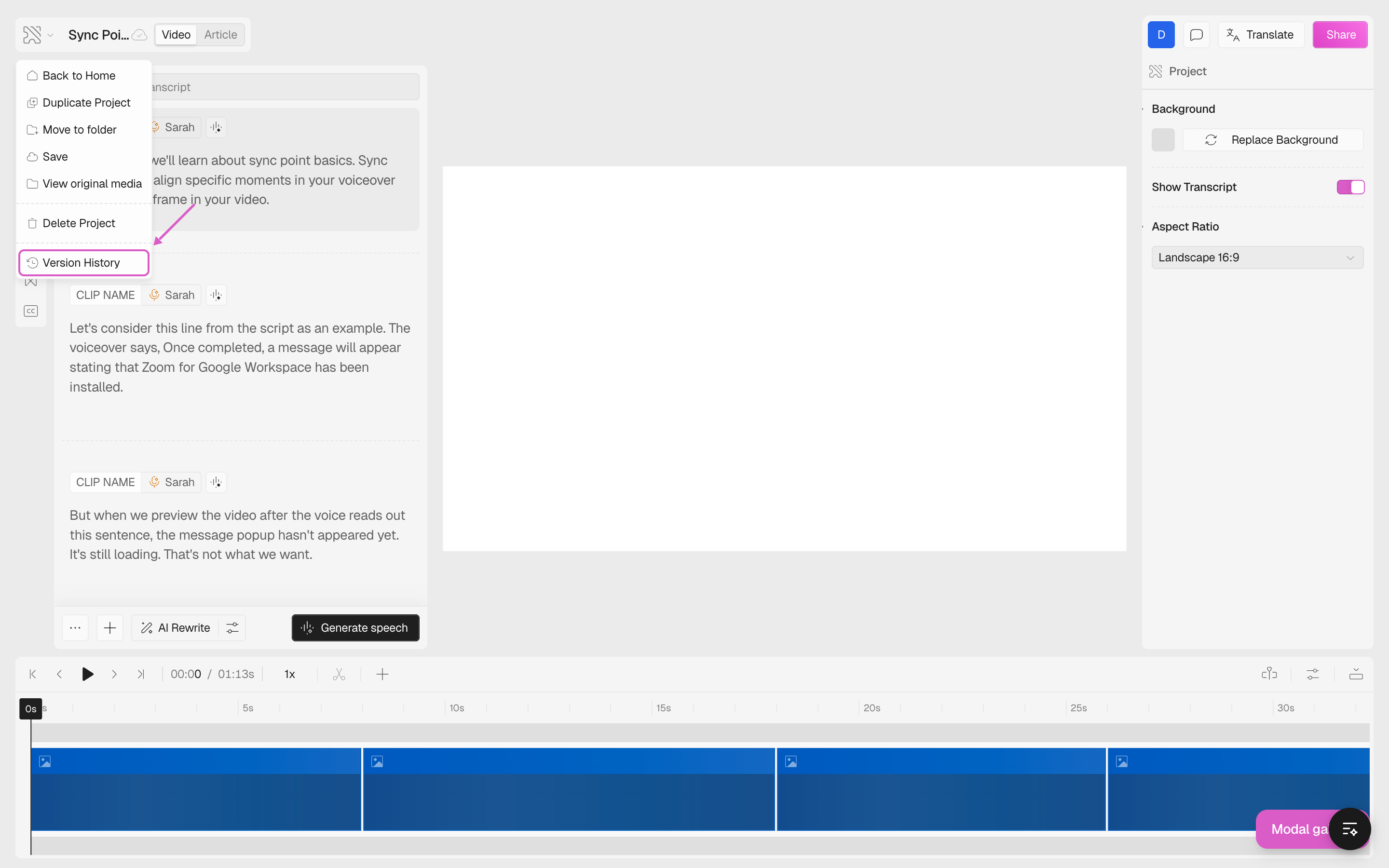 Version history - Clueso Docs