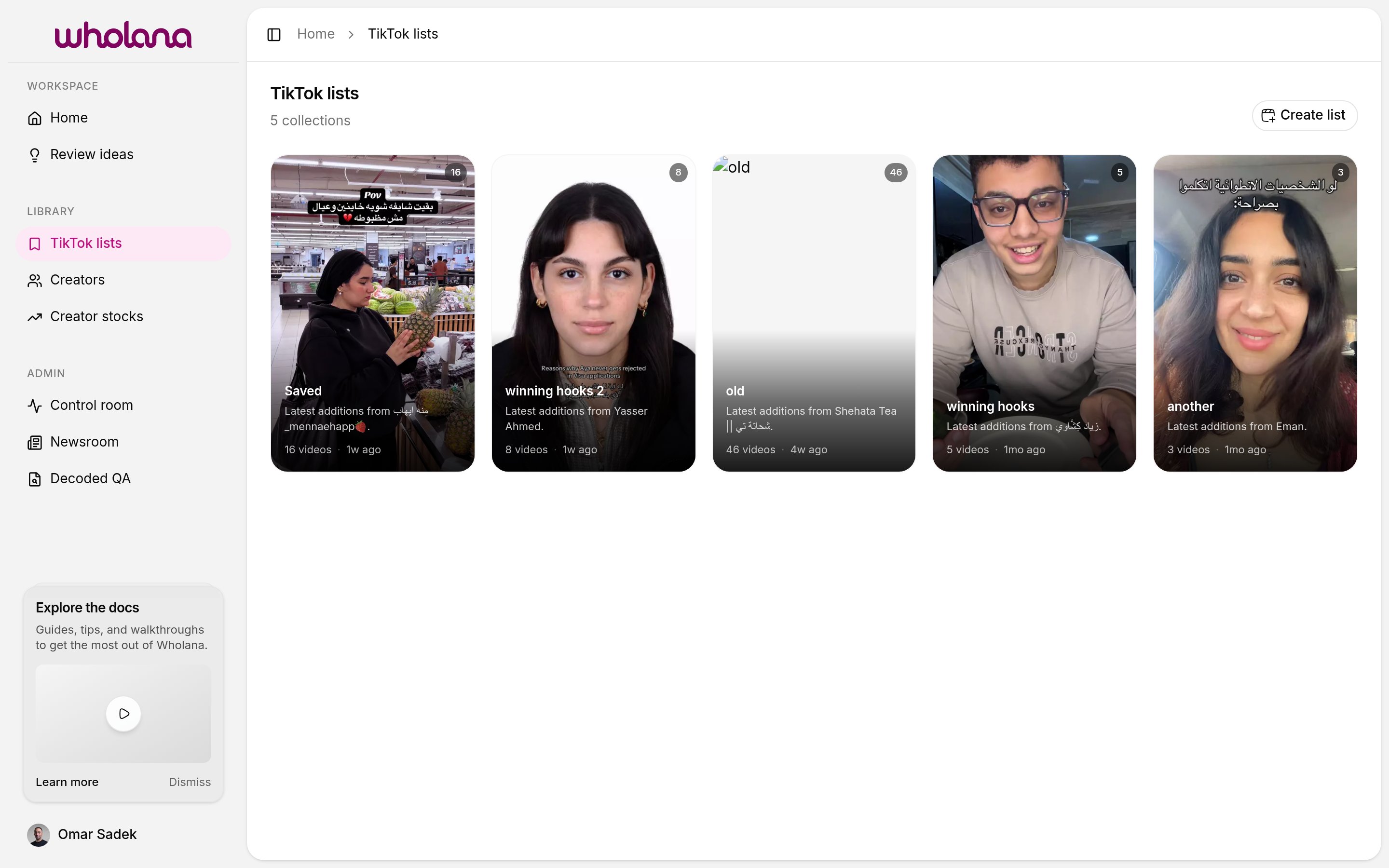 TikTok lists — your named collections of saved videos