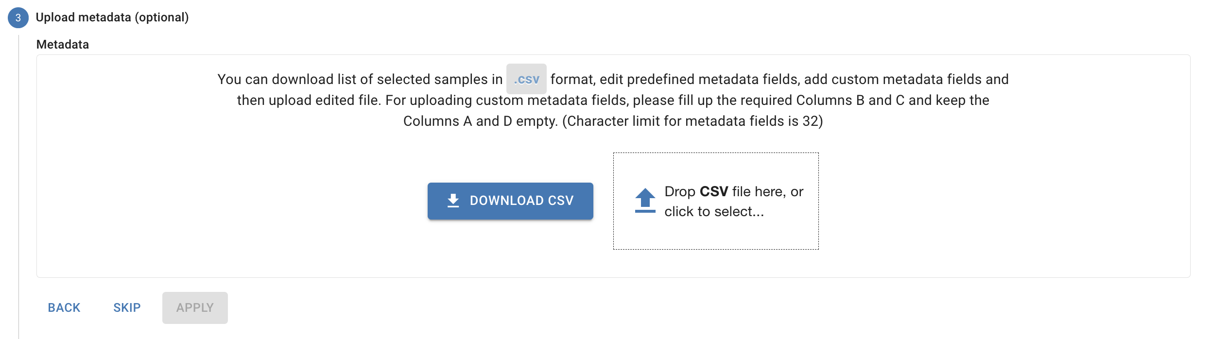 Metadata Upload