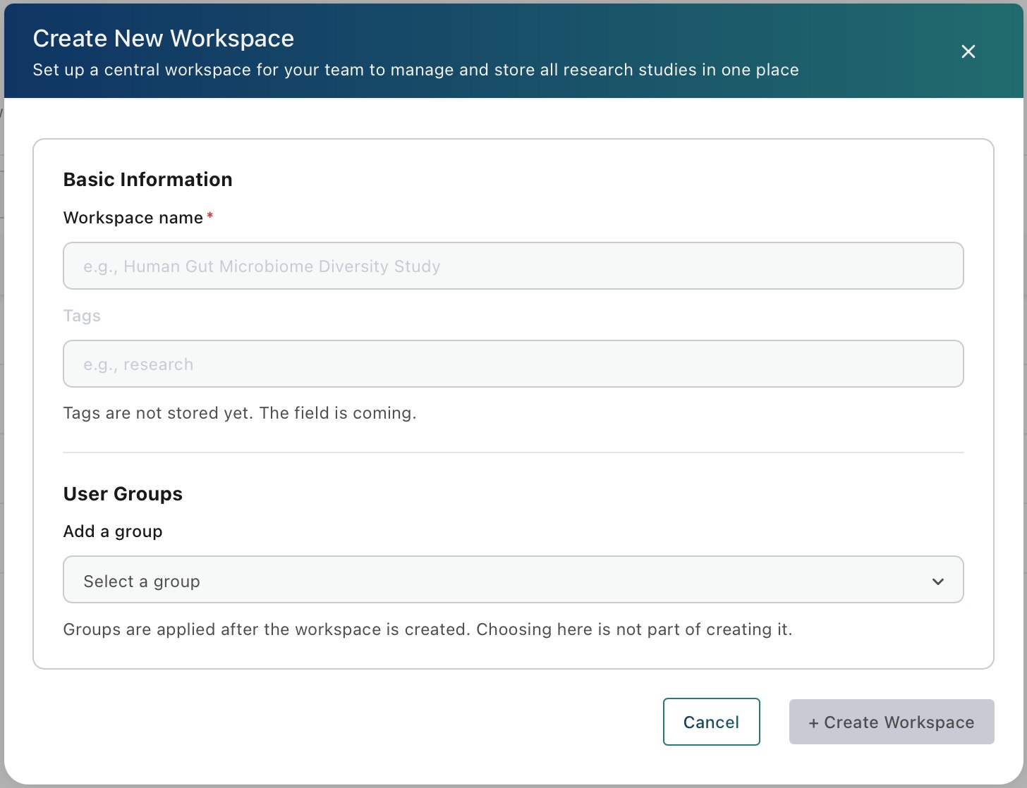 Create New Workspace