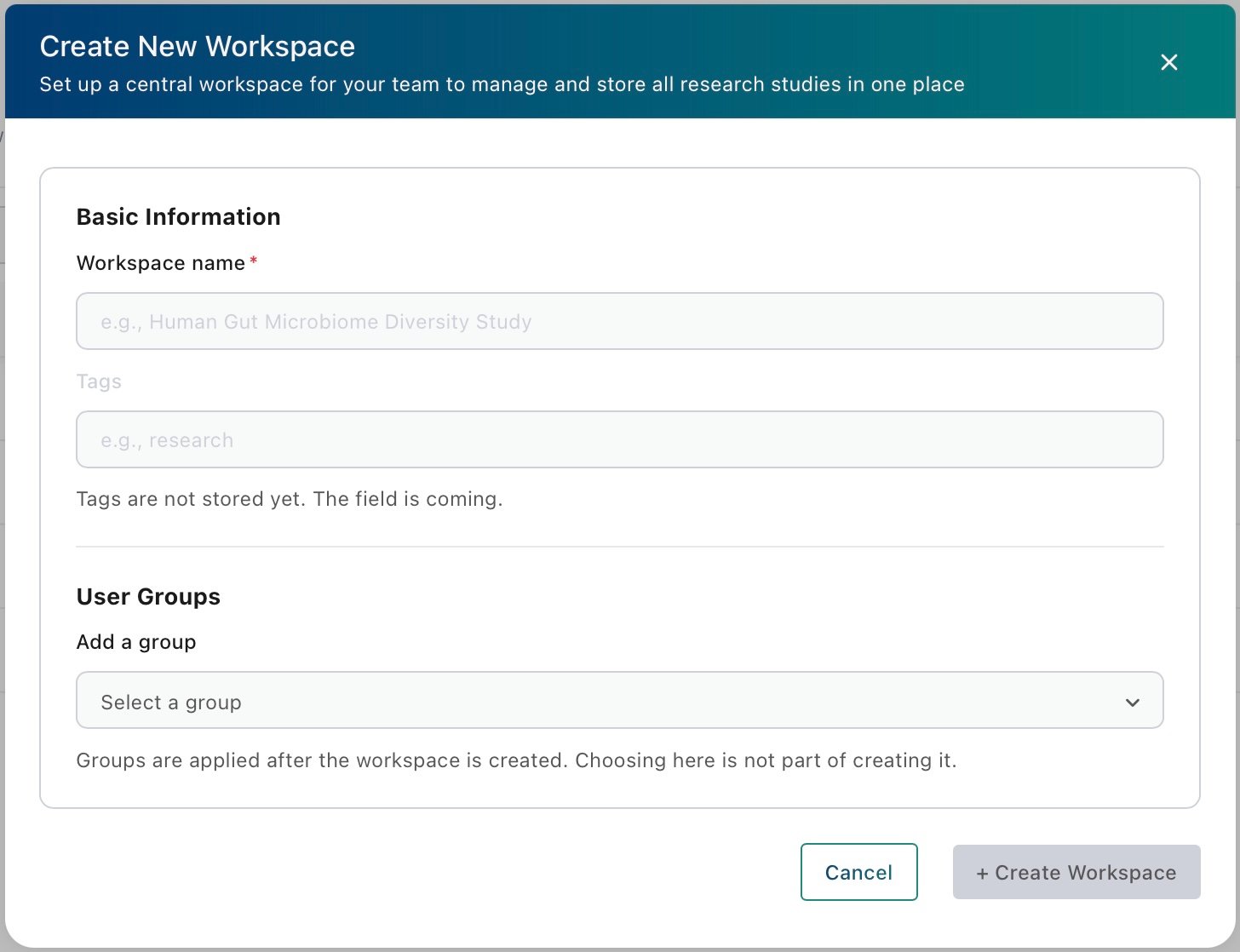 Create New Workspace