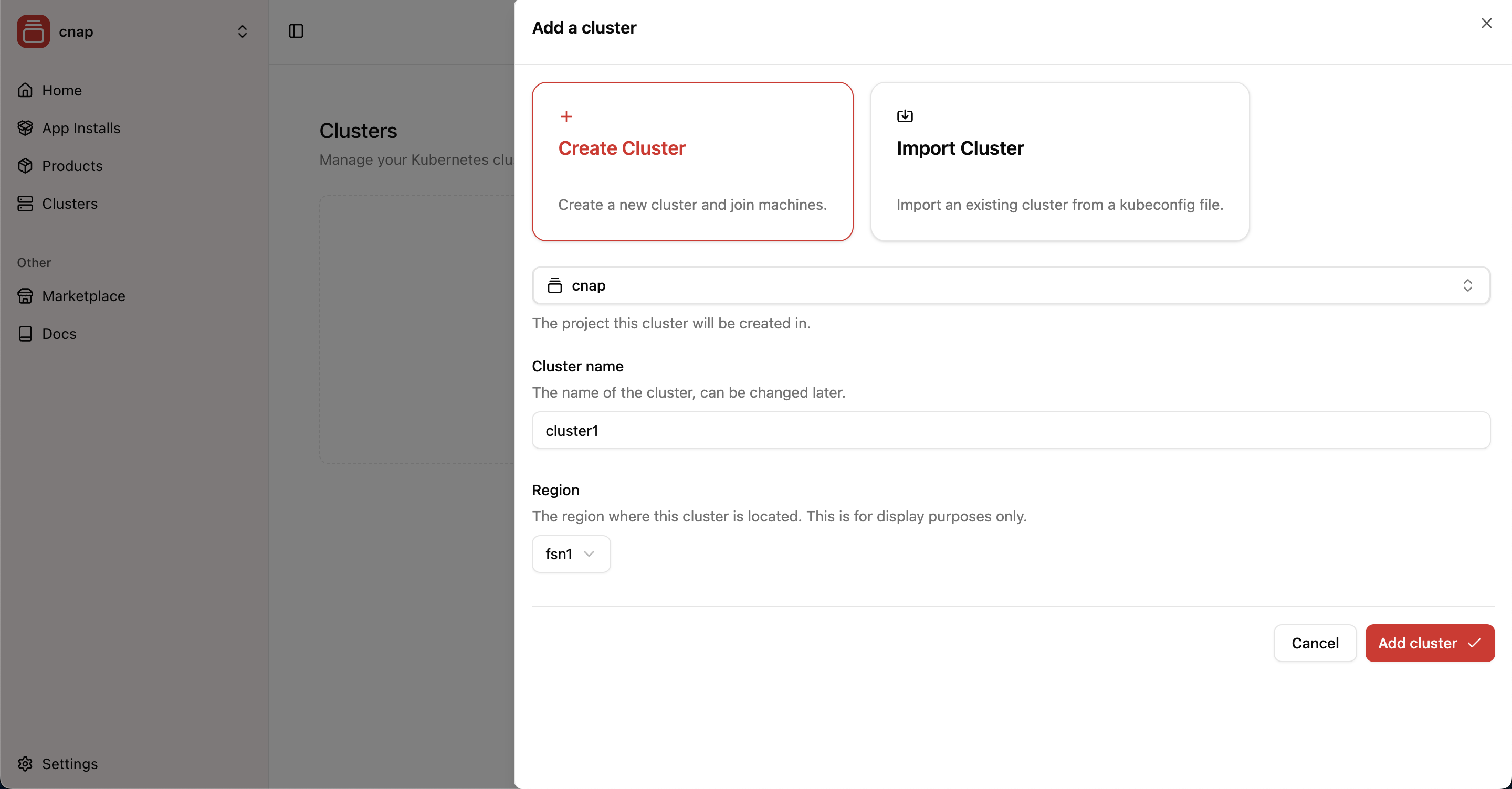 create cluster