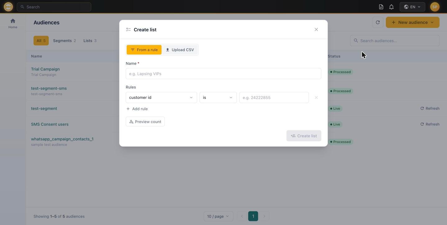 Create list from a rule