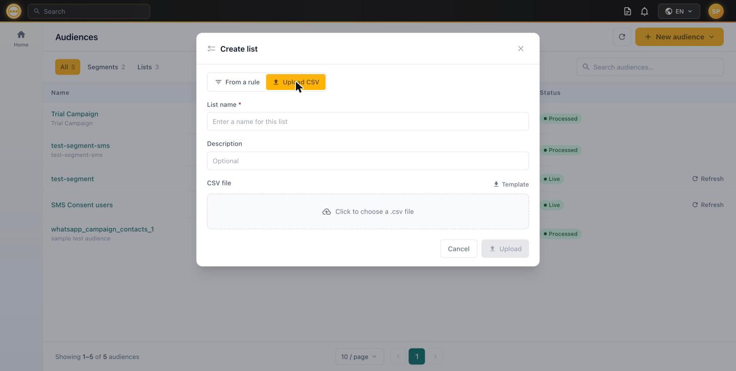 Create list from CSV upload