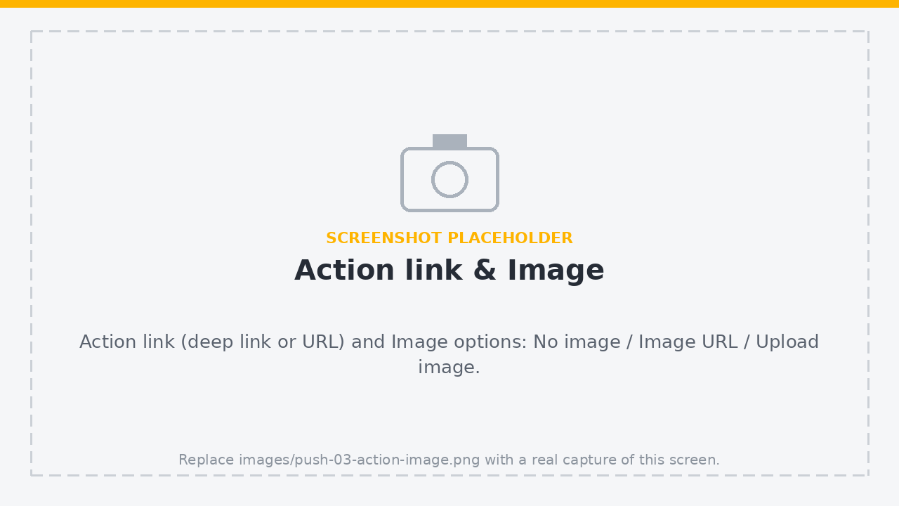Action link and image options (illustrative mockup, not a live capture)