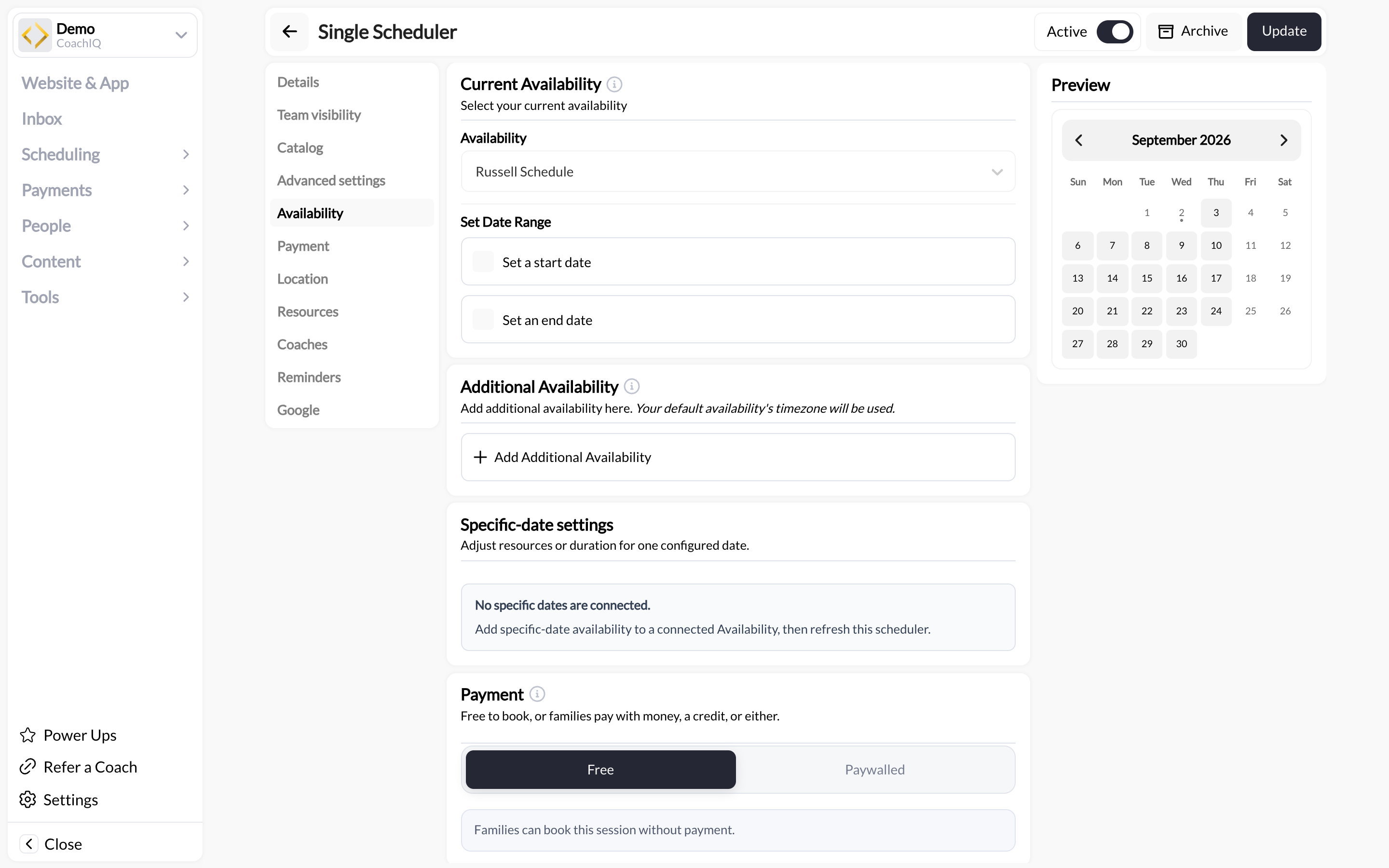 Day of week selection in scheduler builder