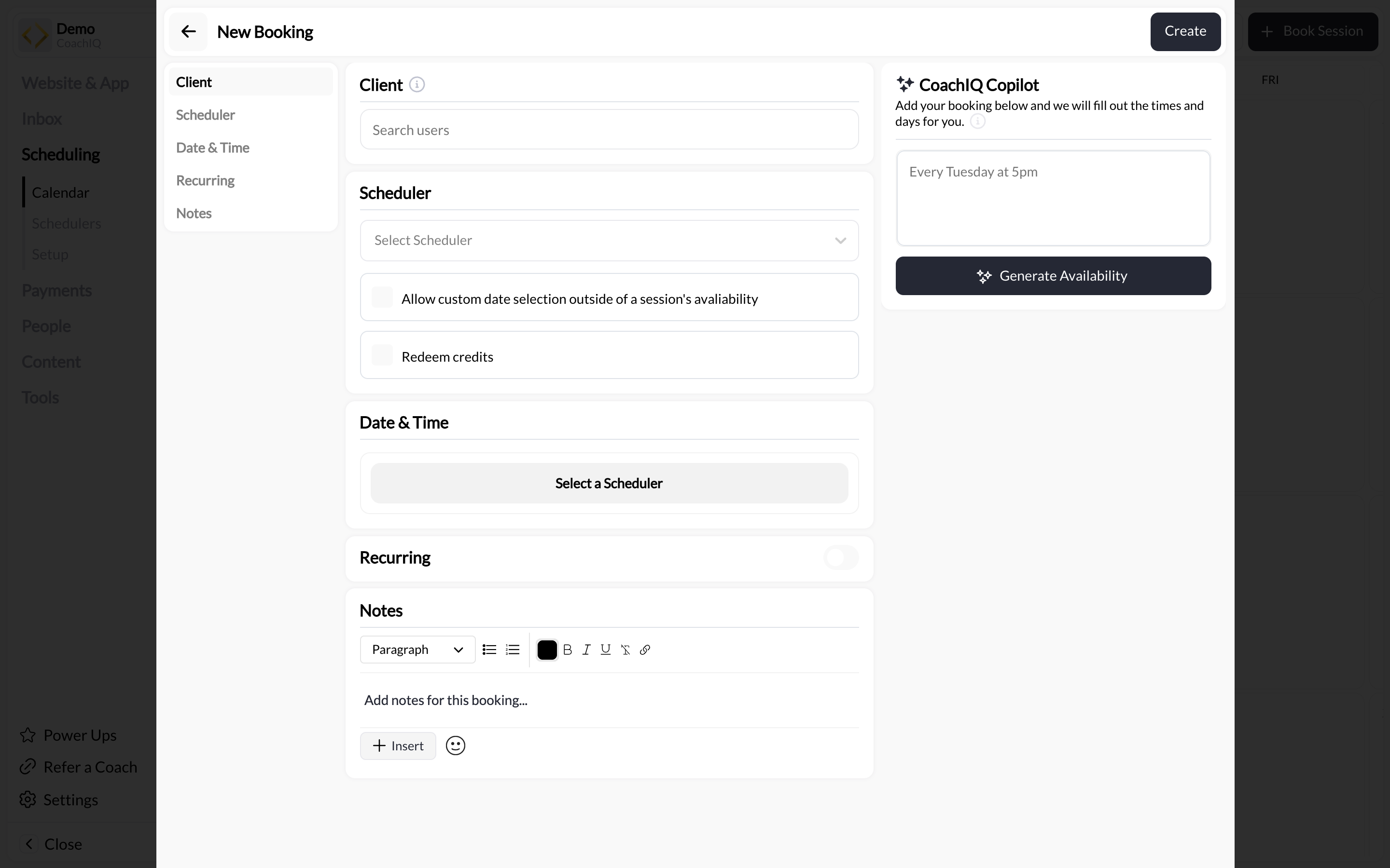 Custom date selection interface