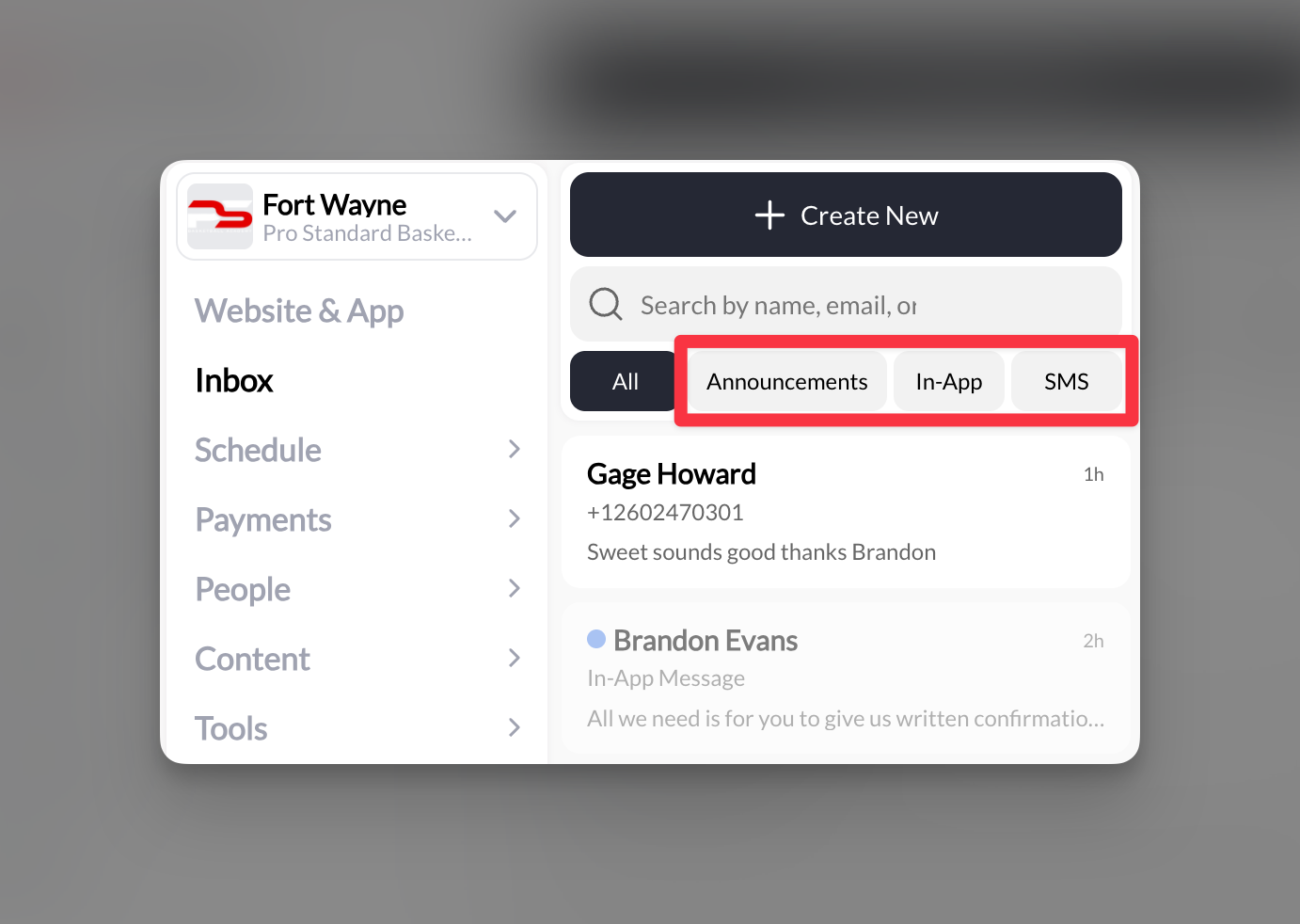 Inbox All Messaging Types Pn