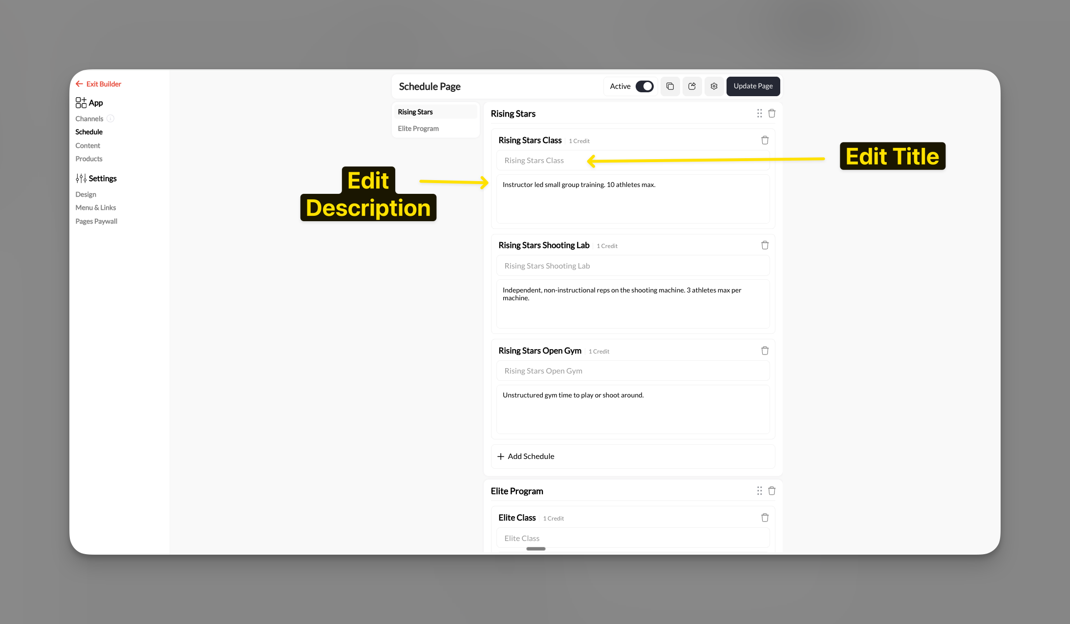 Editdescriptionandtitleforschedulersonathleteportal Pn