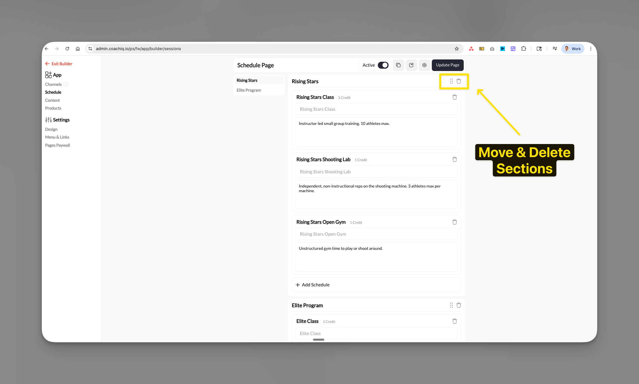 Move&deletesectionswithinschedulersonathleteportal Pn