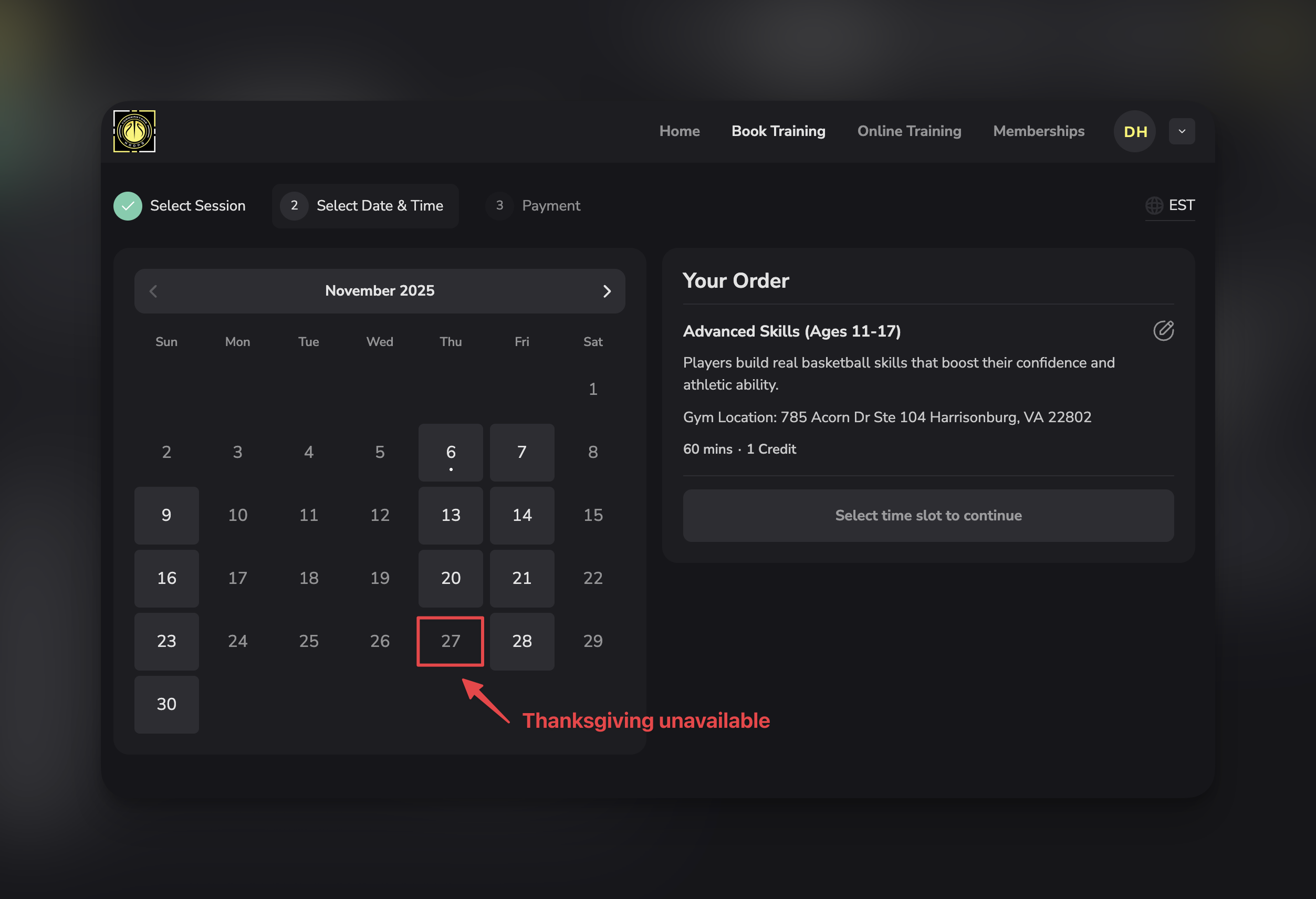 Blackout Calendar View