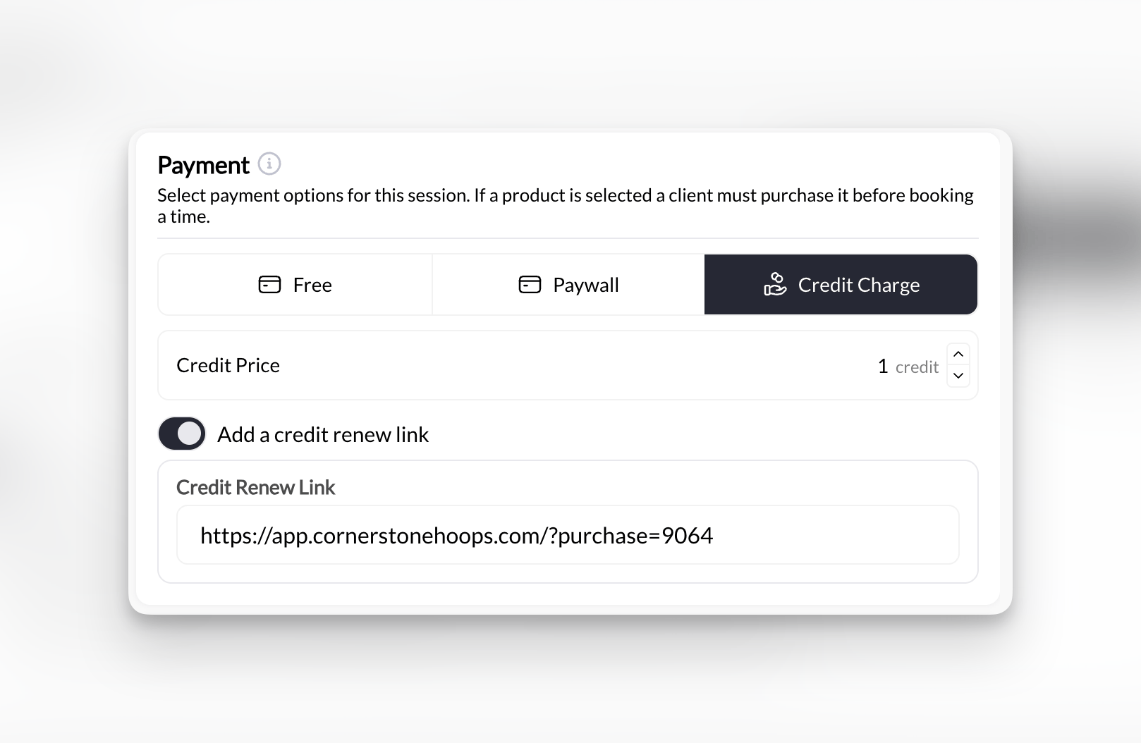 Paywalled scheduler with Credit selected