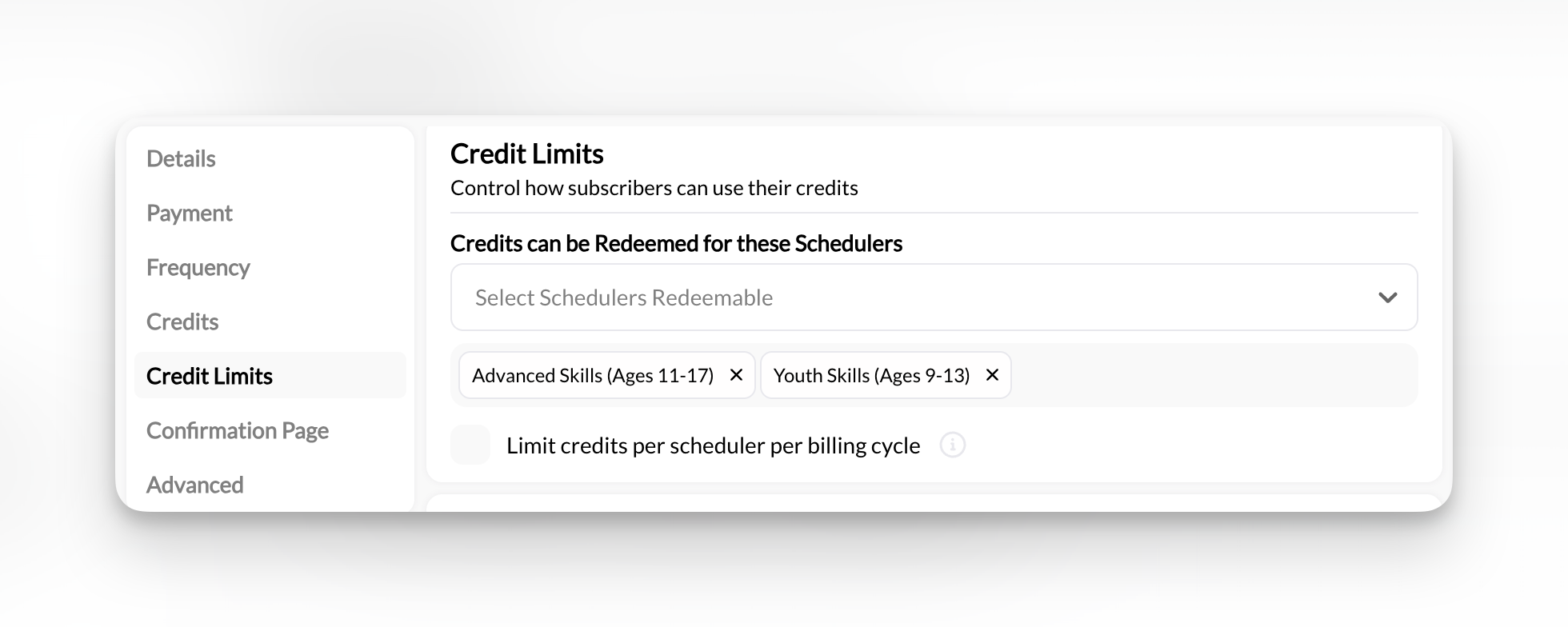 Credit Limits in Product Builder