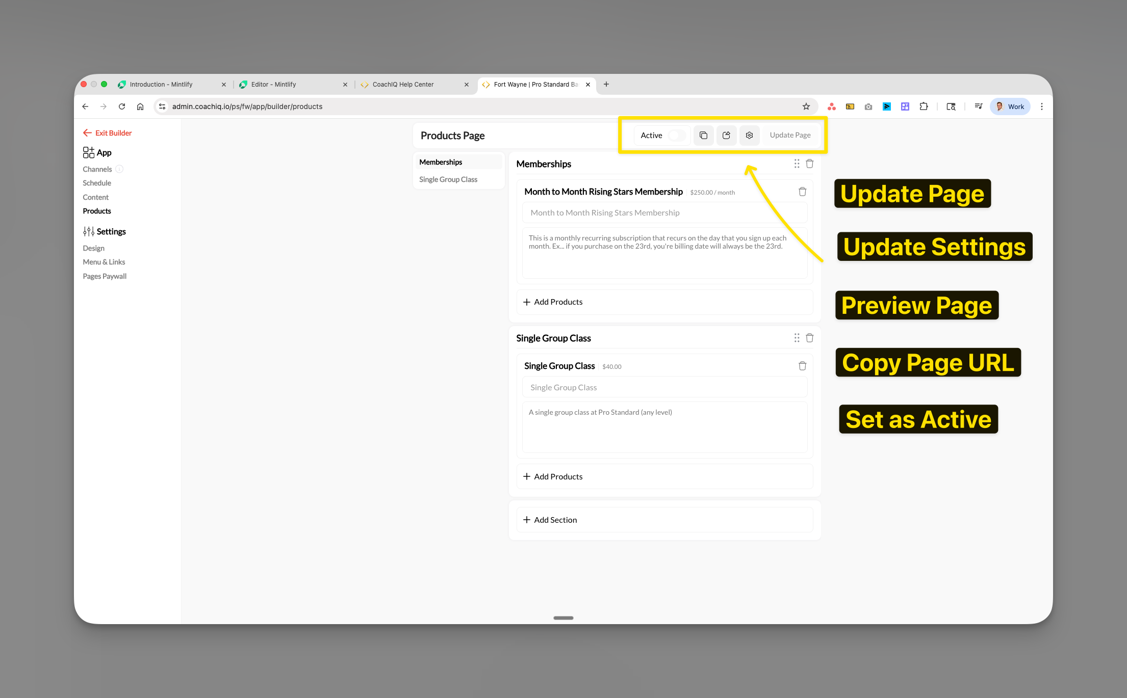 Athlete Portal Update Page Update Settings Preivew Page Pn