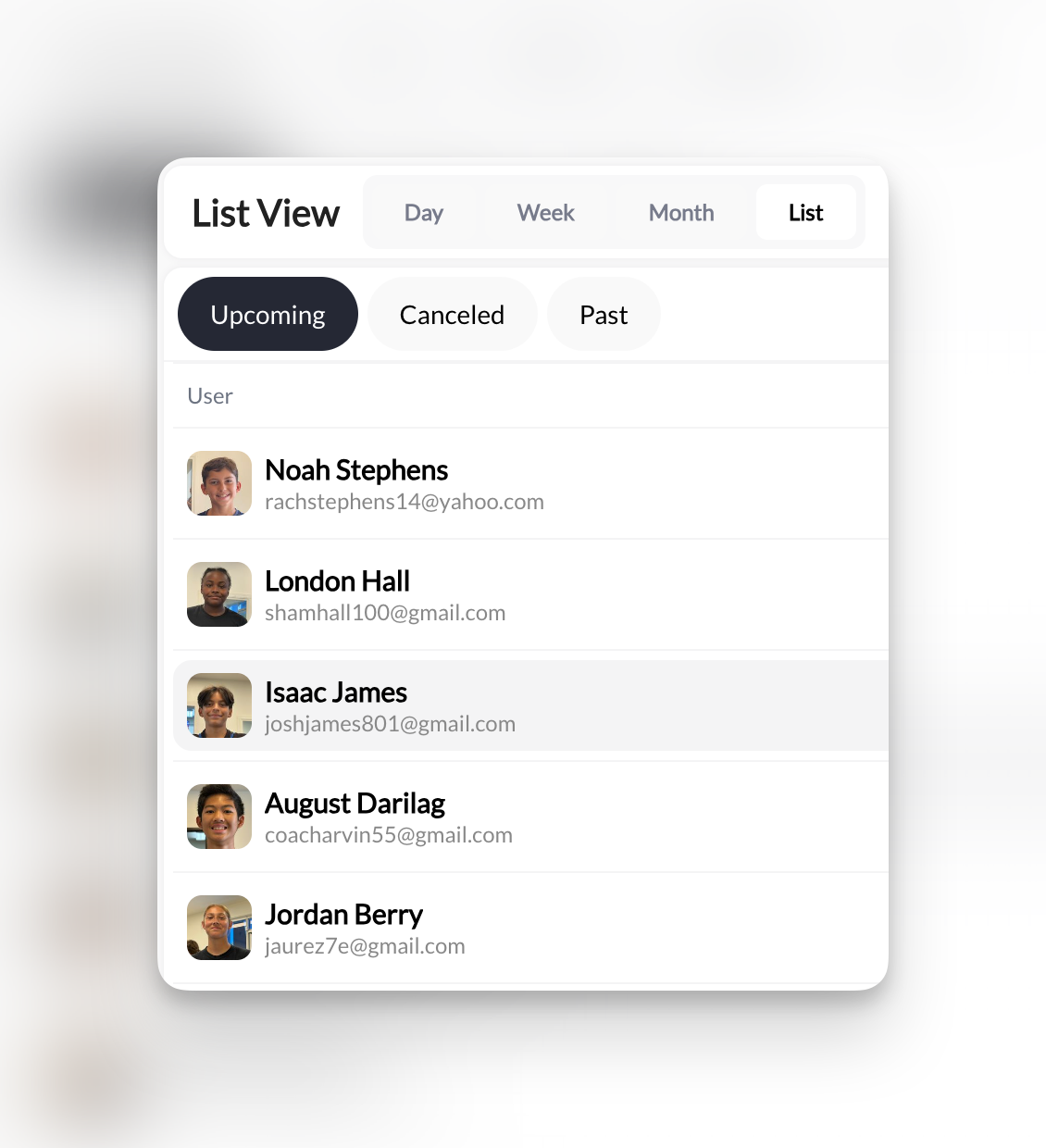 List View Upcoming Pn