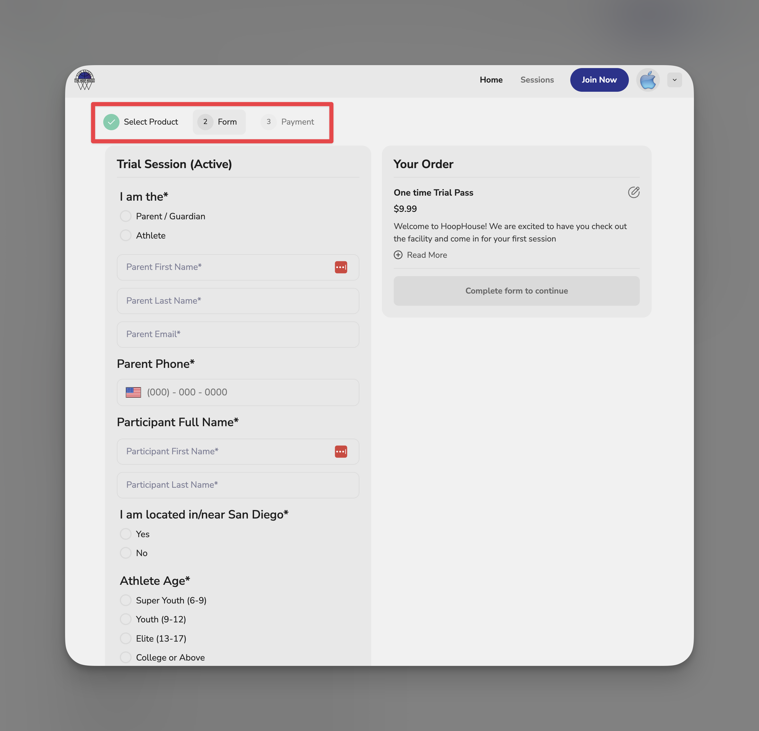 Form Payment Athlete View
