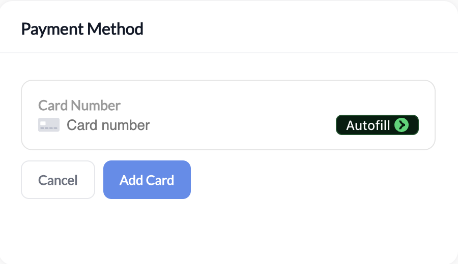 Empty Add Card form for the CoachIQ subscription